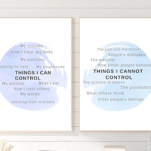 Set of 2 Things I Can Control Prints,Mental Health Posters,Therapy Counseling Art,Self Help,Psychologist Office Decor, Psychotherapy CBT
