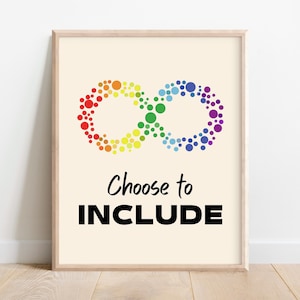 Inclusion Poster Counselor Office Decor,Choose to Include, Inclusive Wall Art Embrace Neurodiversity Autism Quotes,Equality Safe Space Desk