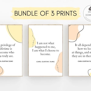Carl Jung Quote Print Set of 3 Psychologist Quotes Therapy office decor Psychology Art Therapist Room Prints Counseling Sign Psych Bundle