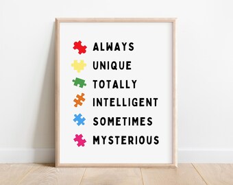 Autism Neurodiversity Poster, Always Unique Print (Digital Download)