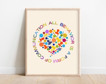 All Behavior Is Communication Poster,Neurodiversity Art,Autism Awareness Print,Autism Quote,Au-Some Art,Special Ed Gift,Social Worker Decor