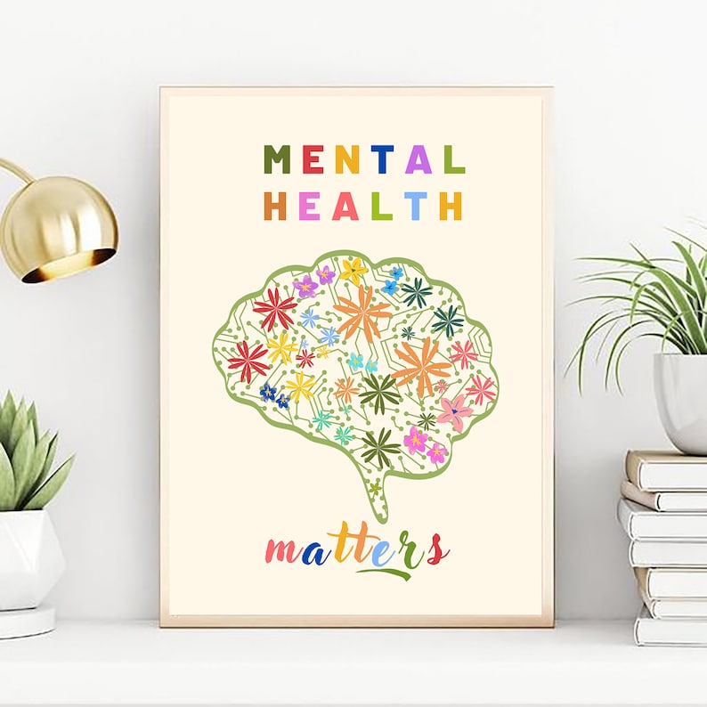 Mental health matters poster therapy office decor counsellor etsy