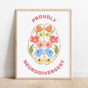 Proudly Neurodivergent ADHD Poster,Neurodiversity Art Print Inclusive Classroom Tool Autism Awareness Sign Special Education Decor SLP