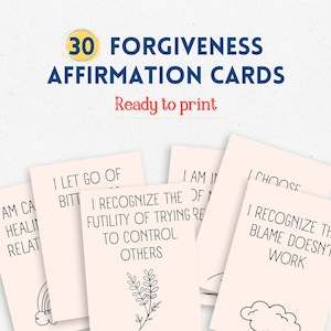 Vergebung Affirmationskarten Motivationswerkzeuge Therapie Printables Positivität Karteikarten Tägliche Affirmationen Selbstliebe Wertschätzung Genesung Geschenke
