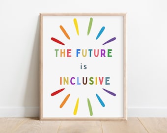 Inclusive poster inclusion neurodiversity art special education diversity sign Autism Acceptance Psychologist ADHD Tool Disability Pride
