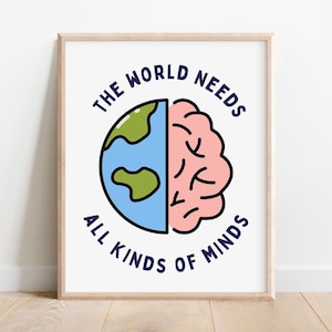All kinds of Minds Neurodiversity ADHD acceptance  Print Autism skills Special Education Teacher Gift Equality Inclusive Neurodivergent tool