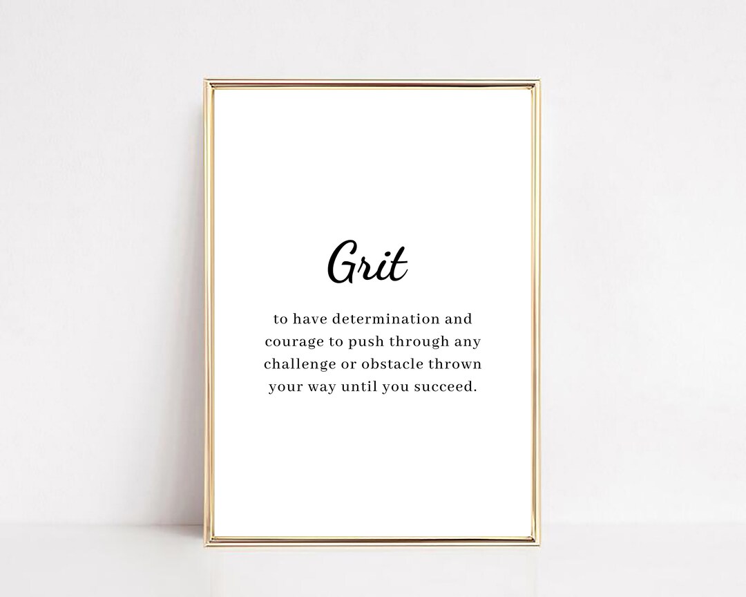 Grit Definition Digital Print Inspirational Quote Poster Etsy