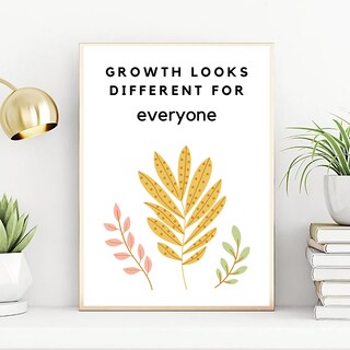 Cartello Motivazionale In Legno 'Growth Looks Different For Everyone' - Decorazione Da Scrivania 12,7 Cm, Regalo Ispiratore Per Colleghi E Amici