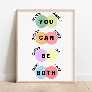 You Can Be Both Poster Therapy Digital Print Mental Health Decor Counselor Art,Self Love,Therapist Office Sign,Wellbeing Poster,Mindfulness
