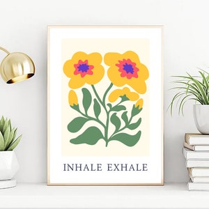 Inhale Exhale Print Therapie Büro Dekor Bewältigungsfähigkeiten Mentale Gesundheit Poster, Schulratgeber Wachstum Mindset Erdungstechnik, ruhige Ecke