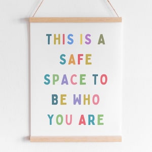Safe Space Poster,Calming Corner Print,Mental Health Art,Social Worker Sign,Classroom Decor,Social Work Counselor Room Art Psychologist Sign