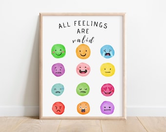 Feelings Poster: Counselor Office Decor, Emotions Wall Art (Digital Print)