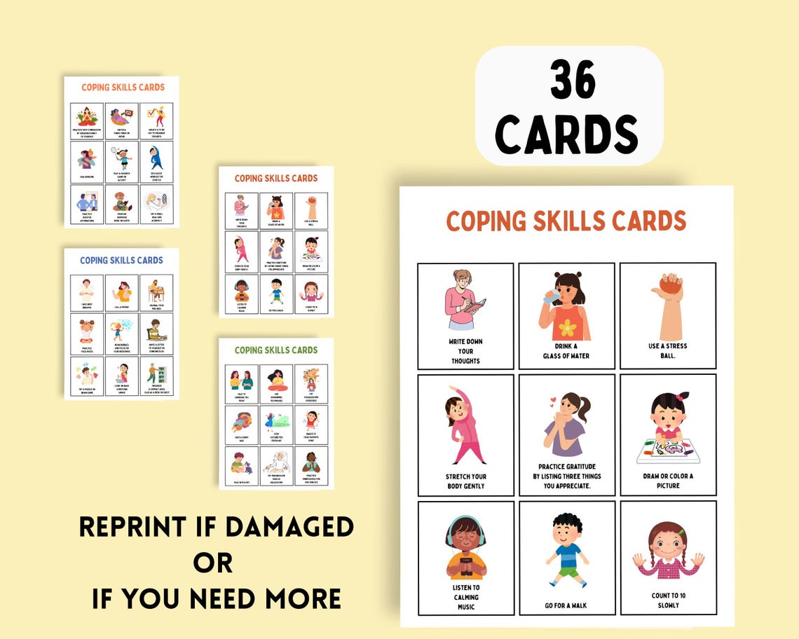 Coping Skills Flashcards (digital Download) - Etsy