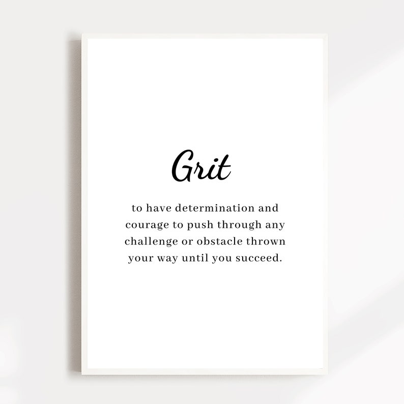 Grit Definition Digital Print Inspirational Quote Poster Etsy