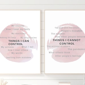 Set of 2 Things I Can Control Poster,Mental Health Digital Print,Therapy Counseling Art,Self Help, Psychologist Office Decor,Psychotherapy