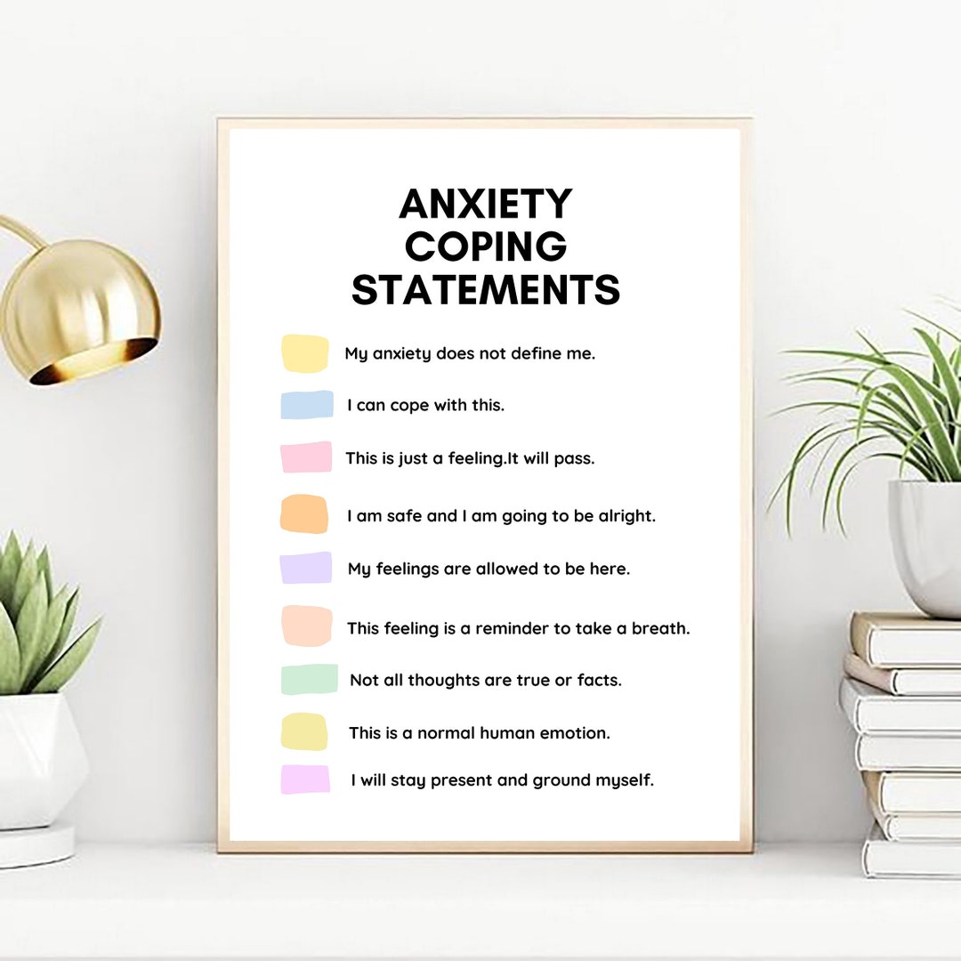 Anxiety Coping Statement Digital Poster,therapy Office Decor,anxiety