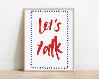 Let's Talk Poster: Retro Mental Health Art, Counselor Office Decor (Digital Download)