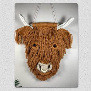 Macrame Highland Cow Wall Hanging