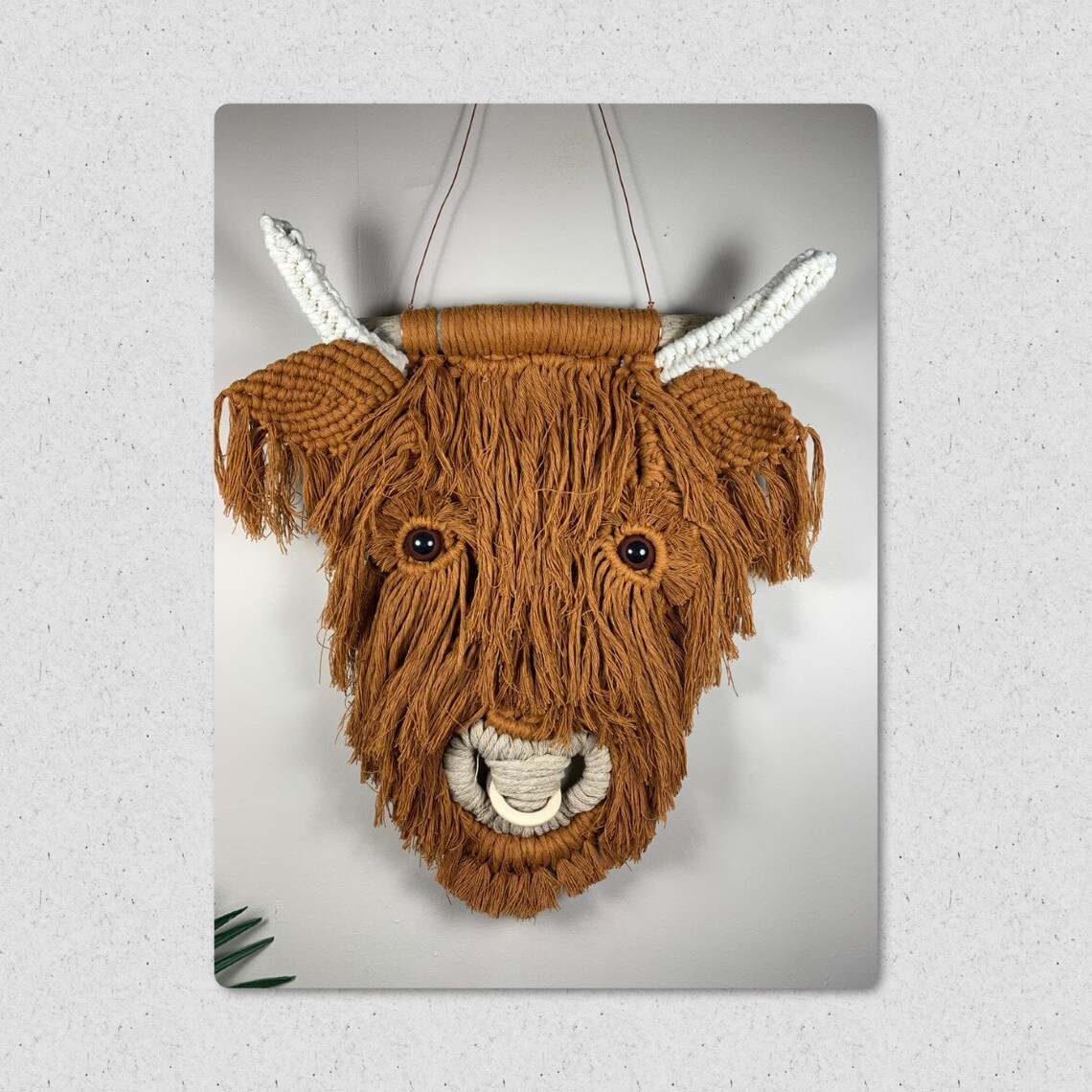 Macrame Highland Cow Wall Hanging Etsy