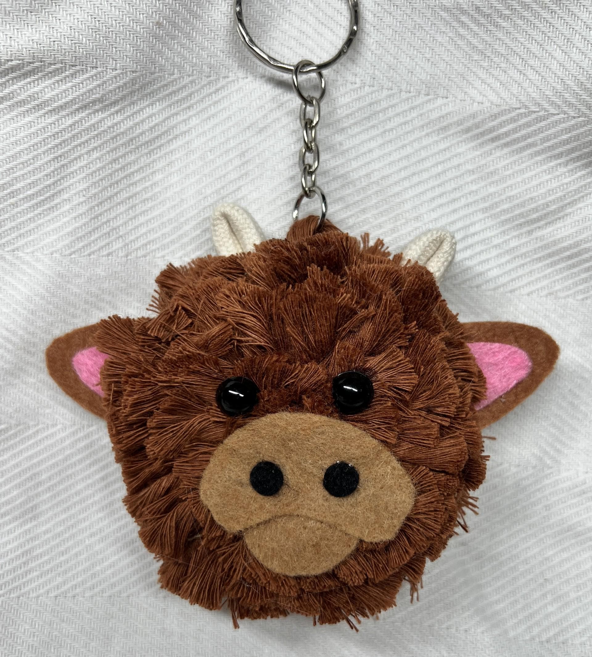 Fluffy Highland Cow Keyring UK