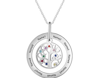 Ye-Z Personalised Name Necklace Tree of Life Pendant Filigree Heart of Love Pendant 925 Sterling Silver for Christmas Jewellery Gift.