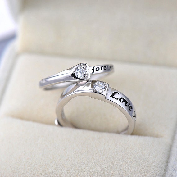 Amazon.com: Meissa Sterling Silver Couple Ring Adjustable Personalized Couple  Rings for Men and Women Promise Ring Wedding Engagement Anniversary Ring  Set (3.5mm Width) : Handmade Products