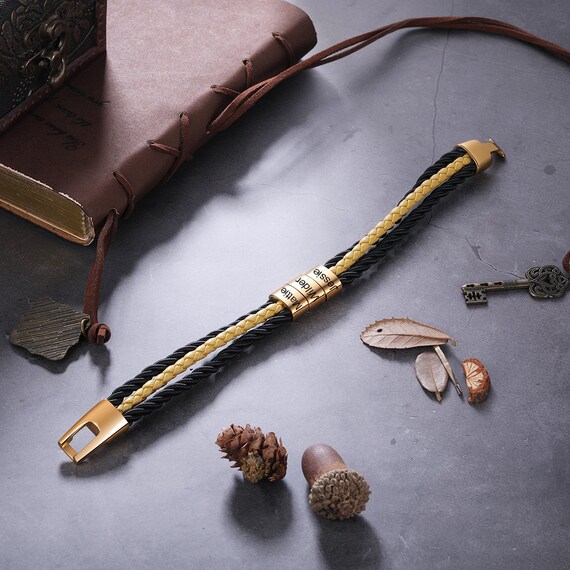 Personalized braided 2024 leather bracelets