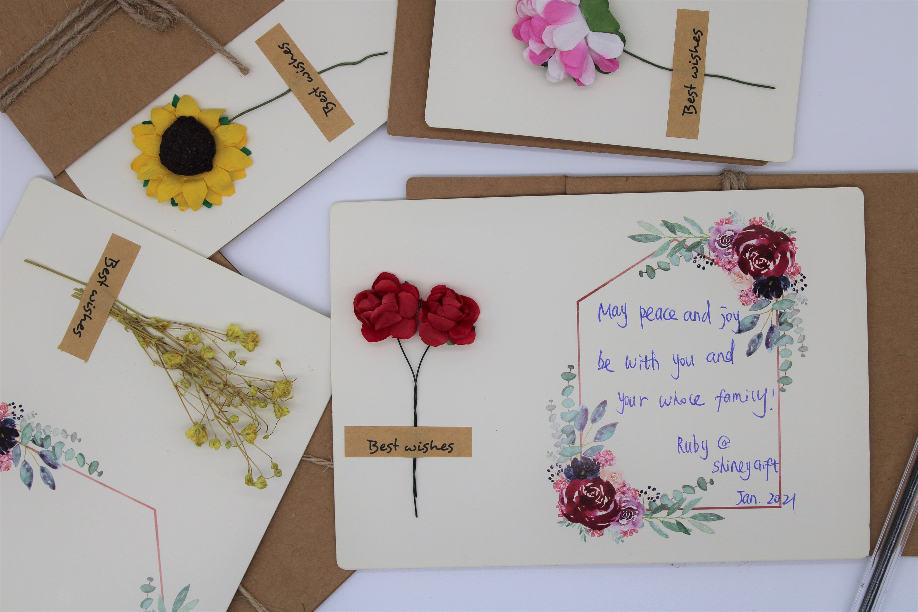 Handmade Dried Flowers Greeting Card dried flowers blessing Etsy