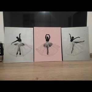 Triptych paintings ballerinas star dancers classical dance decoration girl&#39;s room