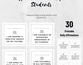 Printable Affirmation Cards For Students | Daily Affirmation Cards, Instant Download