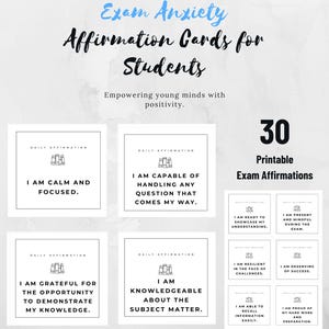 Carte di affermazione per studenti sull'ansia da esame / Carte di affermazione per esami, download immediato