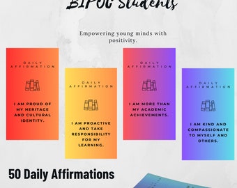 Affirmation Cards for BIPOC Students | Affirmation Cards, Motivational Cards, Positivity Cards, Daily Affirmations