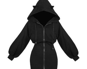 black and white hoodie dress