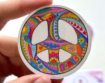 Peace Sign Sticker Die Cut Love Hippie Aesthetic Rainbow Laminated Decal Waterproof