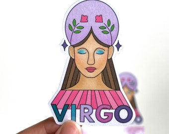 Virgo Zodiac Sticker August September Birthday Gift Handmade Horoscope Astrology Tarot Aesthetic Laptop Decal