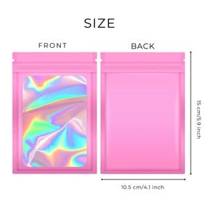 25 Holographic Foil Zipper Bags, 4x6 Resealable Pouches Bild 2
