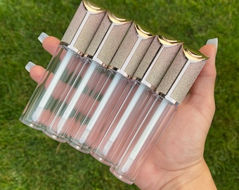 10pcs Empty Rhinestone cylindrical lipgloss tubes with soft wand | 6ml |