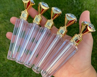 10 Stück leere Diamond Cap Lipgloss Tuben mit einem weichen Stab | 2,5ml | Gold oder Silber Röhrchen |