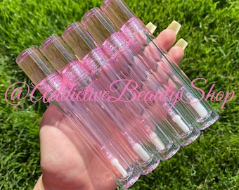 10 lege tube lipgloss (7,5 ml): roze en roze, zacht staafje, inclusief stoppers