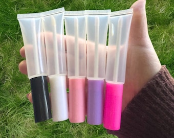 10 Pack Empty 15ml Lip Gloss Tubes with Wand, Clear Cosmetic Containers