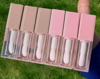 10pcs Empty Lip Gloss Tubes 5ml Square Cap with Thick Wand & Stoppers