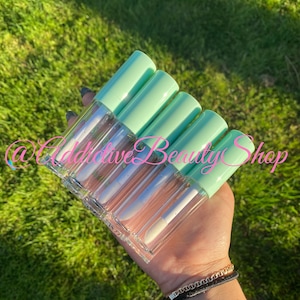 Empty Lipgloss Tubes with Wand: Cylindrical Mint Green, 8ml (10pcs)
