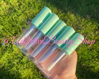 Tubos de brillo de labios vacíos con aplicador: Cilíndricos, Verde Menta, 8 ml (10 unidades)