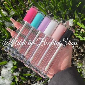 10pcs Empty round cylindrical lipgloss tubes with soft wand 5ml.