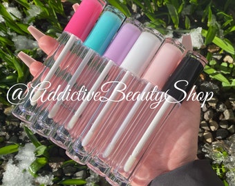 10pcs Empty round cylindrical lipgloss tubes with soft wand 5ml.