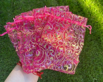 4x6in | Eyelash and Spirals Print Organza Bags