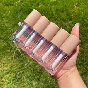10pcs Mini Lip Gloss Tubes 6.5ml Refillable Cylindrical Containers with Soft Wand Applicator for DIY Makeup