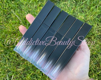 10pcs Black Ombre, Sleek Design, Thin & Squared, 4ml Capacity.