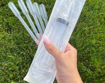 Lipgloss Starter Kit: 5-Pipettes and 1-Sterile Syringe (60cc - 2oz)