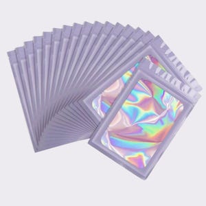 25 Holographic Foil Zipper Bags, 4x6 Resealable Pouches Pastel Lilac Holo